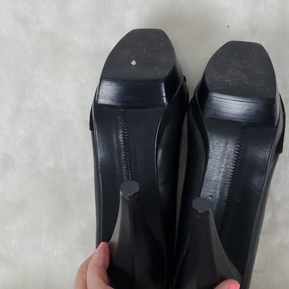 Max Studio Randy heel platform black leather suede women shoes size 8.5M - Picture 9 of 13